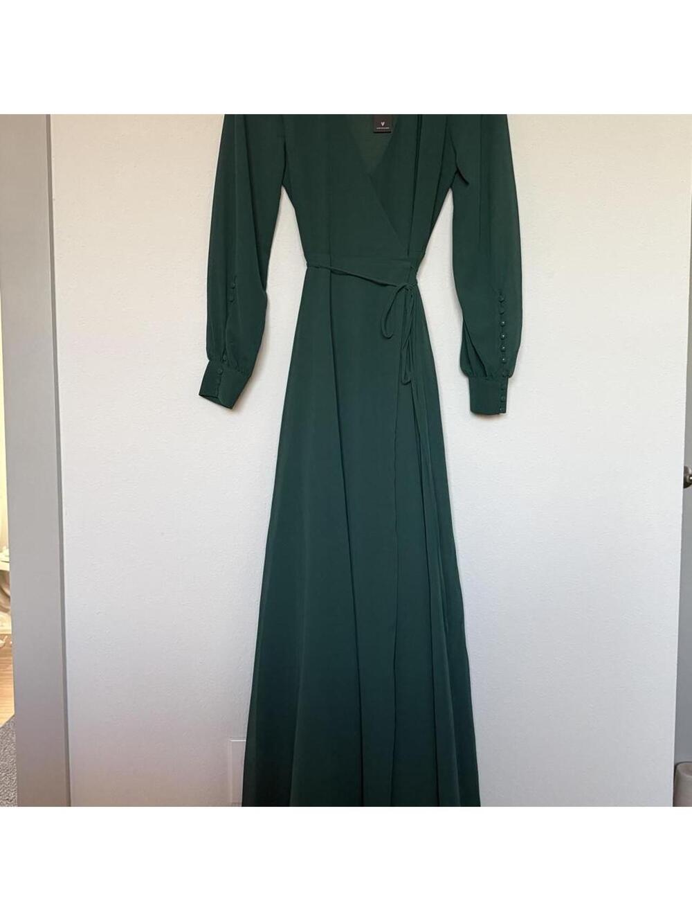 Lulus My Whole Heart Emerald Green Long Sleeve Wrap Dress with tags, never worn